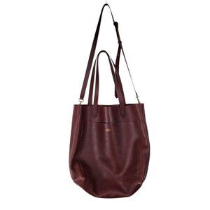 Madewell Medium Transport Tote Burgundy Leather Monogrammed CSD Style F5788